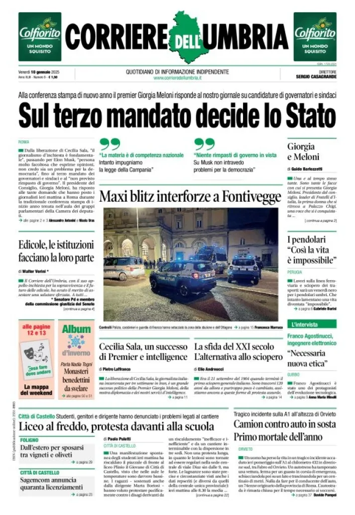 Prima-pagina-corriere umbria-del-2025-01-10